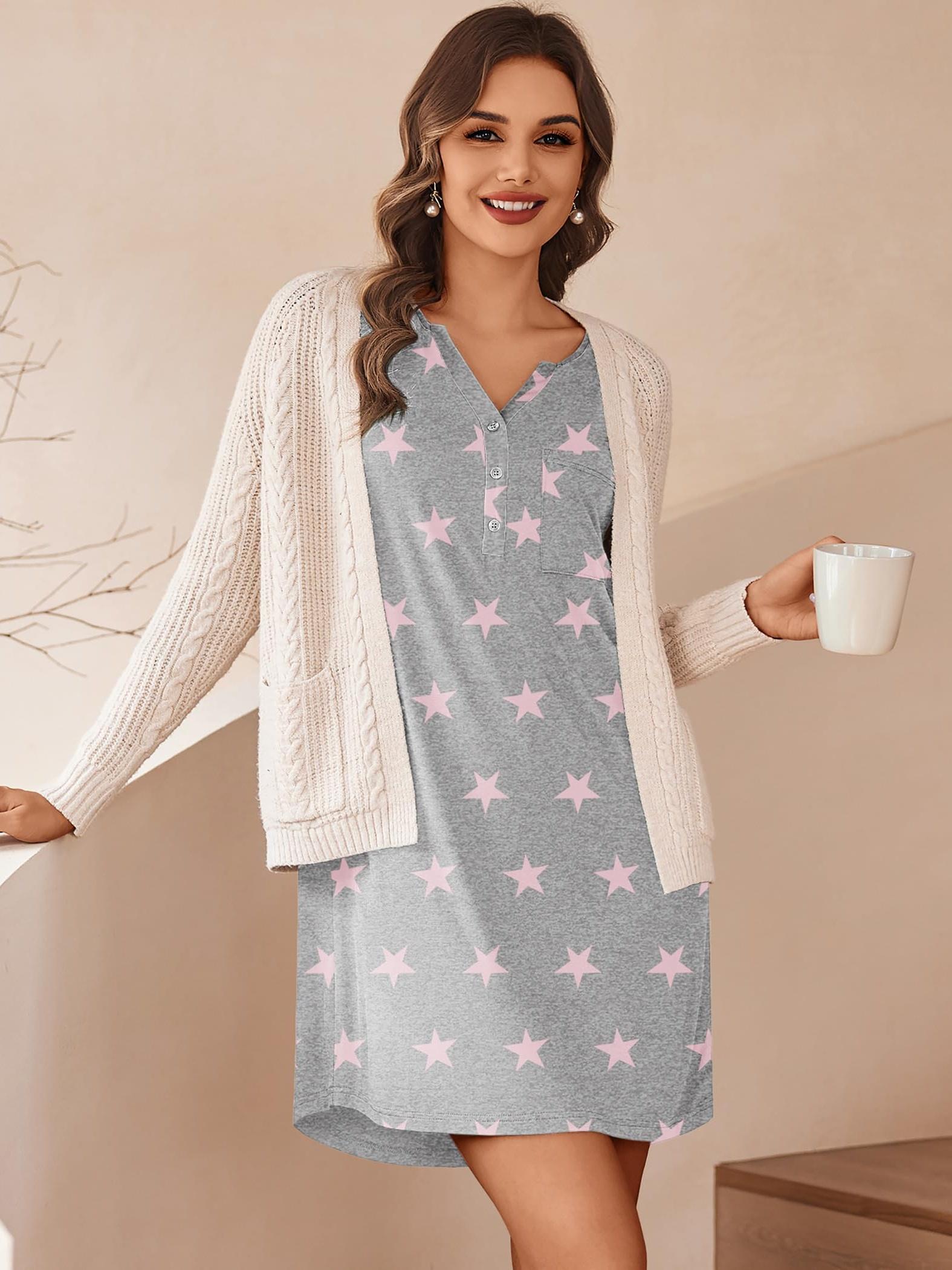 Robe De Nuit Longue En Modal - Manches Longues, Coupe Ample - Neuf Avec étiquettes