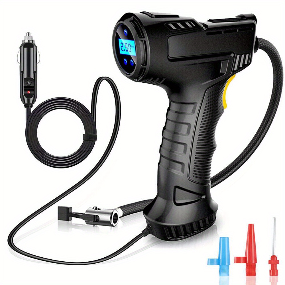 TEMU 120w Automatic Lcd Digital Car Tire Inflator Handheld Air Compressor Pump