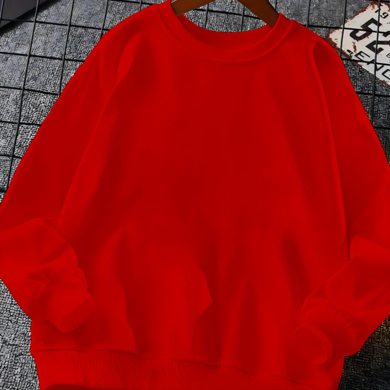 

Women' Casual Round Neck Sweatshirt, Knitted Polyester, Letter Print, Autumn/winter, Solid Color, Crewneck Pullover