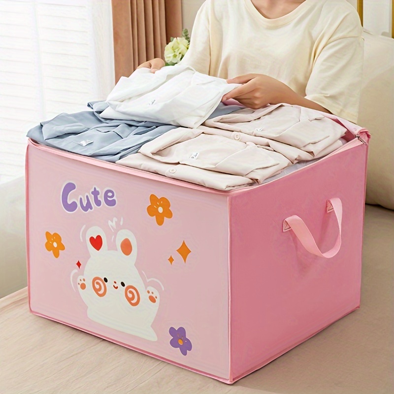 foldable storage organizer bag polyester travel cube with zipper and handles reinforced   dustproof for clothes toys accessories adults details 2