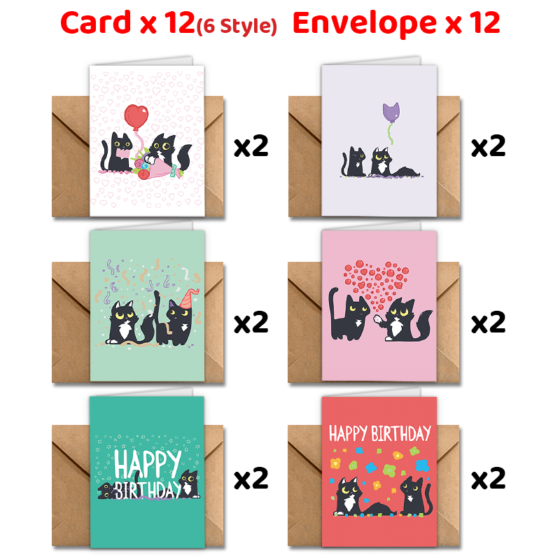 

24pcs -themed Greeting Cards With Envelopes - Birthdays, Anniversaries, Valentine's Day & More - For Anyone