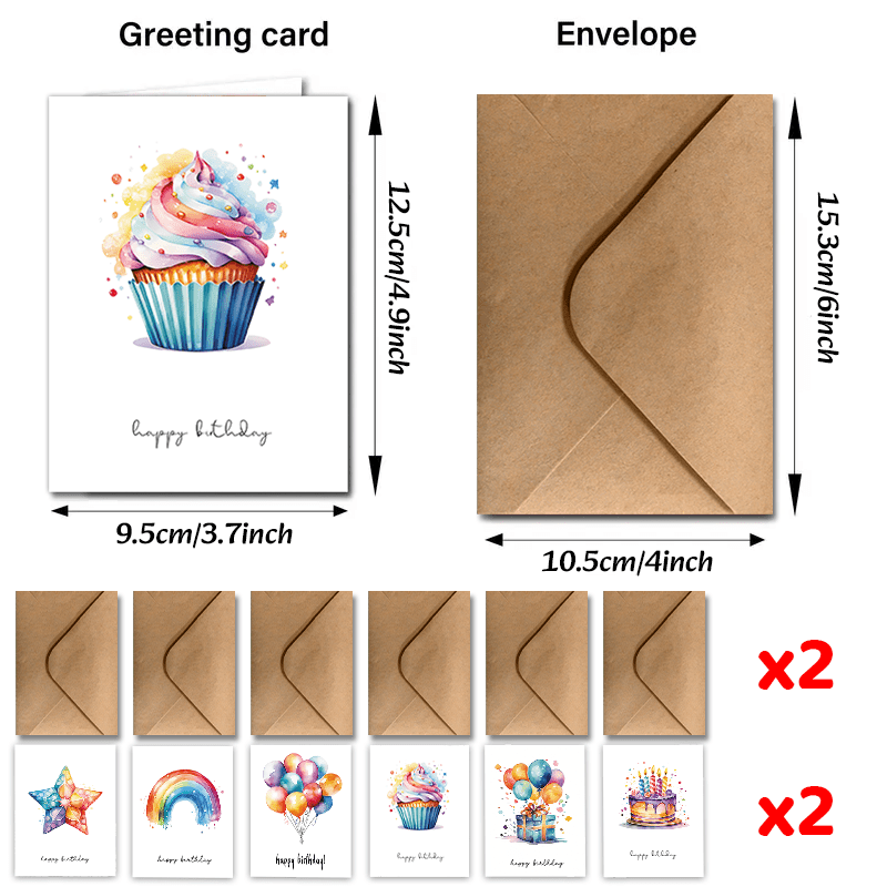 24pcs Watercolor Birthday Cards With Envelopes - Unique & Bright Designs For Anyone, Birthdays, Celebrations & Thank You Notes