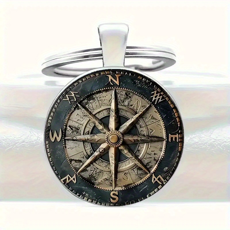 

Stylish Vintage Nautical Compass Keychain - Zinc Alloy, Bags & Car Decor | Ideal Gift For Men On Halloween, Thanksgiving, Christmas