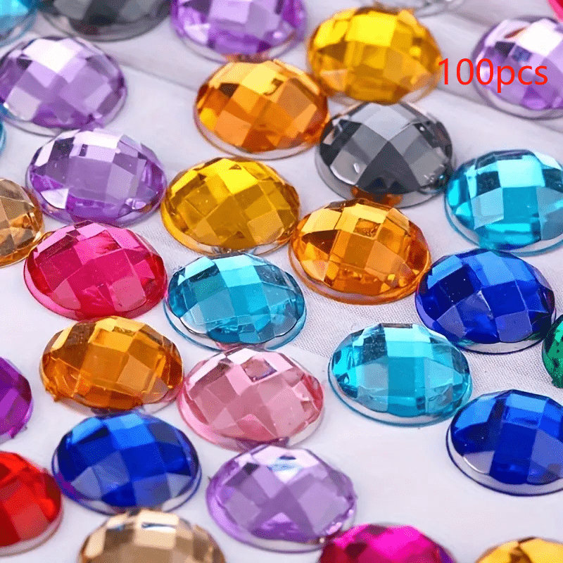 

100pcs Vibrant 0.39" Flat Back Acrylic Beads For , Fashion Accessories & Crafts - Designs & Embellishments, Clothing Accessories, Craft Projects,