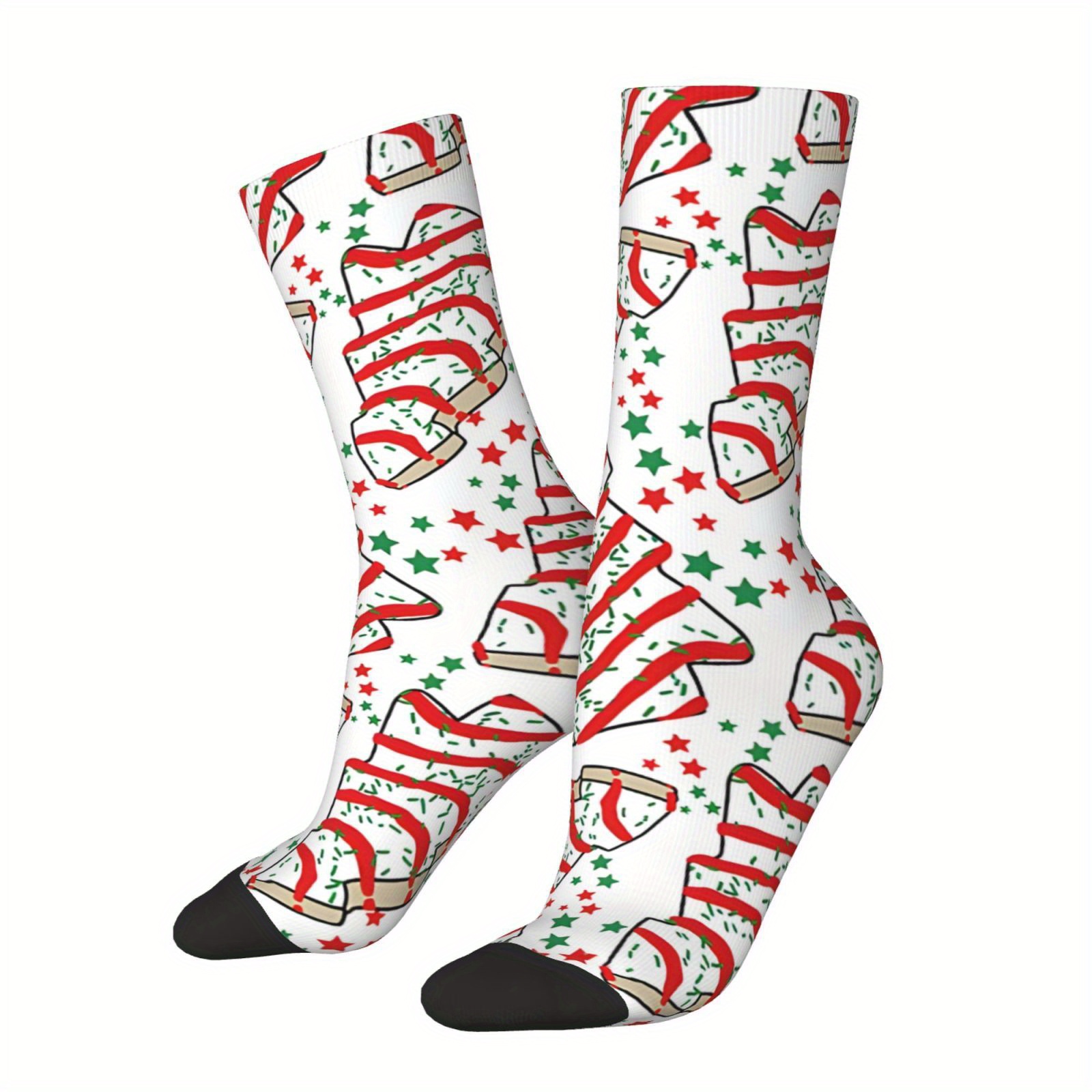 TEMU 1 Pair Funny Crazy Christmas Tree Sock For Men Hip Hop Happy Seamless Pattern Printed Boys Crew Sock Novelty Gift