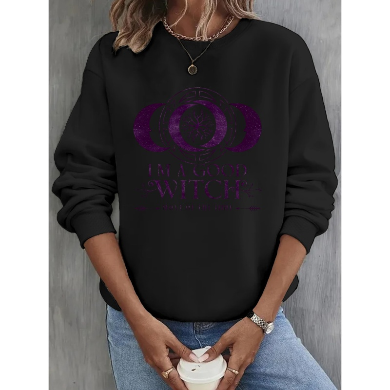 

Women's Mystical Sweatshirt – 100% Polyester Crew Neck Pullover – Casual Knit Fabric Top For Fall/winter