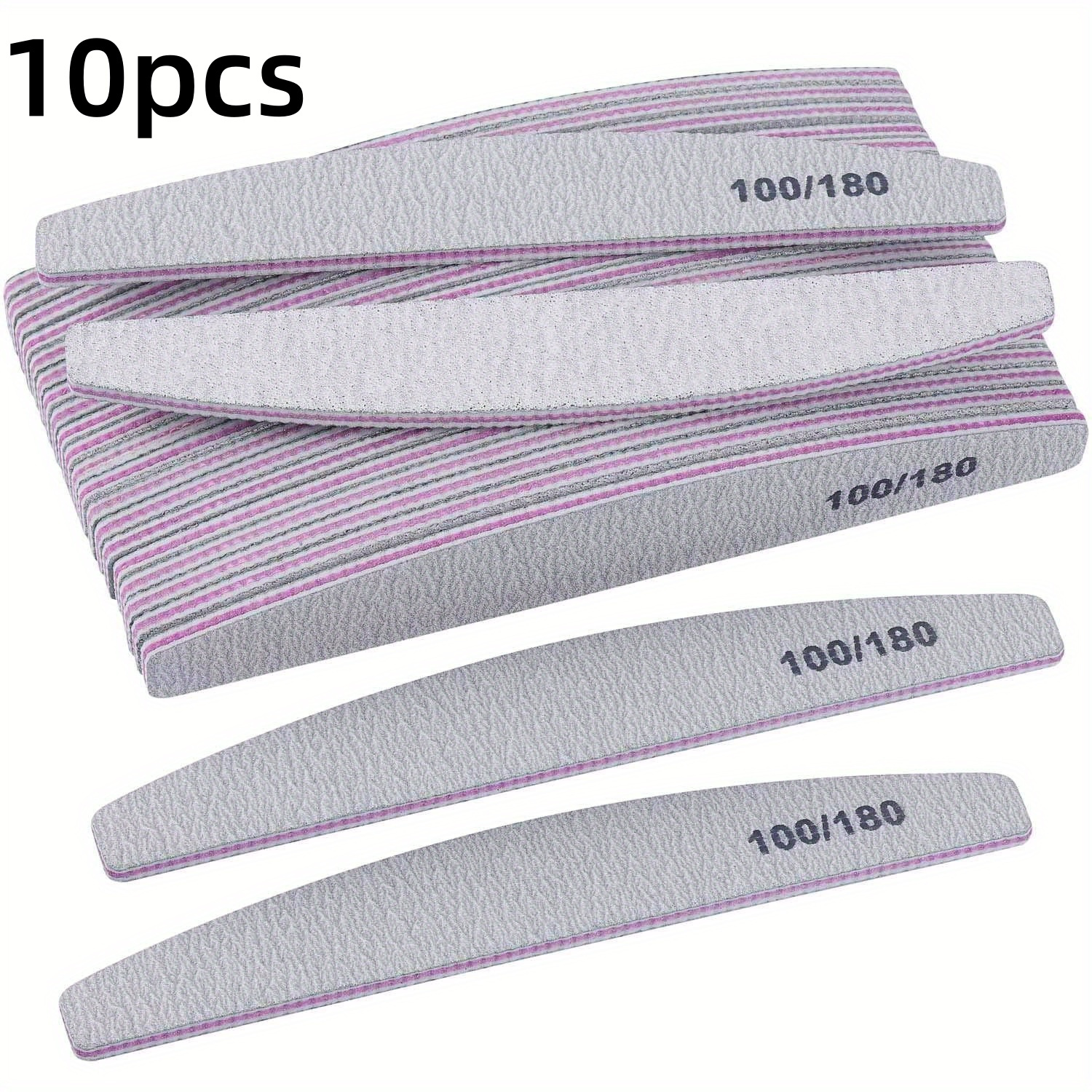 

3/6/10pcs, 100/180 Nail File Buffers: Professional Reusable Manicure Tools, Double Sided Files For Acrylic Nails - No Fragrance