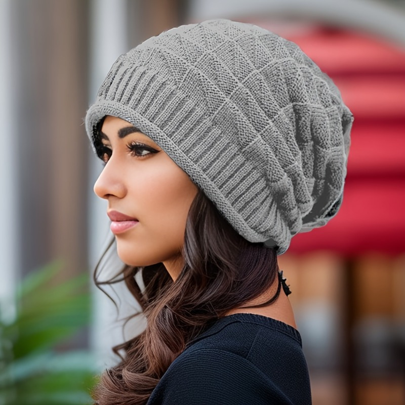 

Women's Knitted Beanie Hat - Polyamide Slouchy Cap, Breathable, Hand Washable, Slip-resistant, For All - Winter Basics