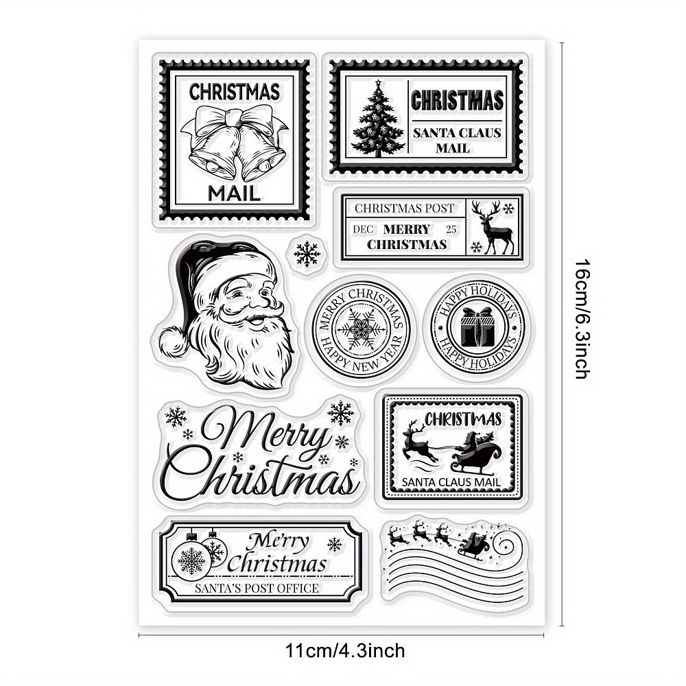 Image of Christmas Santa Claus Clear Stamp Sheet - Silicone & Words For Diy Scrapbooking, Card Making & Album Decor, Superfindings