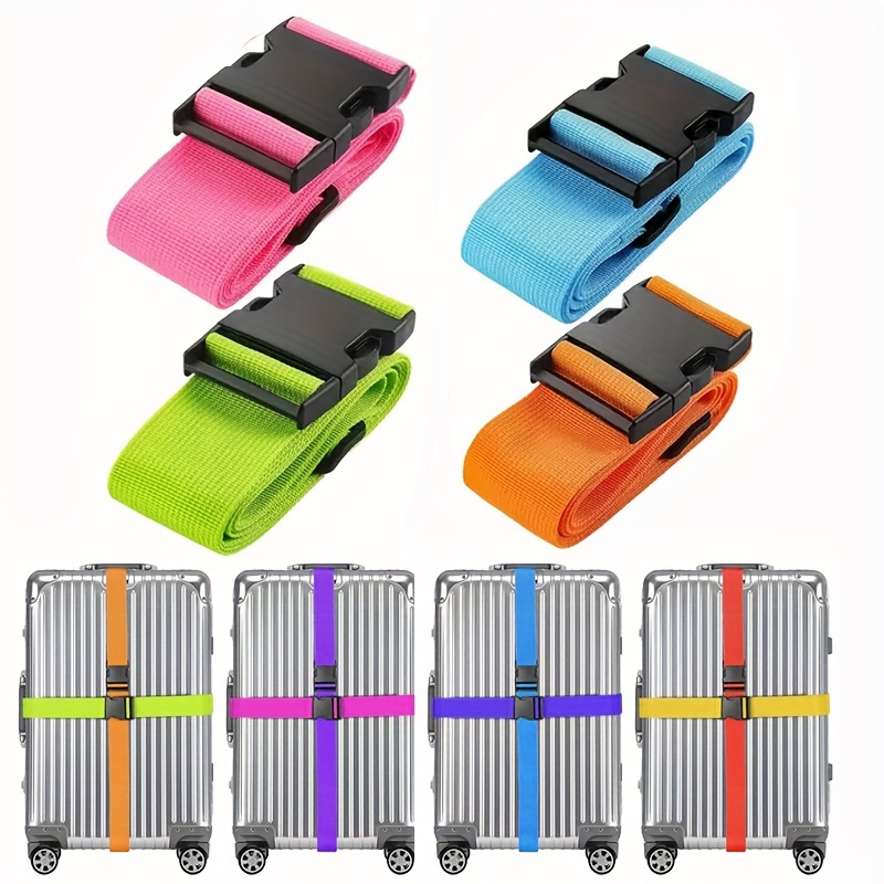 

4 Pack Adjustable Luggage Straps Release - Polypropylene Travel Suitcase Belts, Tsa Approved, Snap Closure, , Basic For Anti-theft Identification