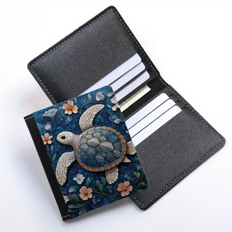 

Floral Turtle Print Wallet With 8 Card Slots - Foldable, Lightweight Credit & Id Card Holder For Use - Stylish Design, Perfect Gift For