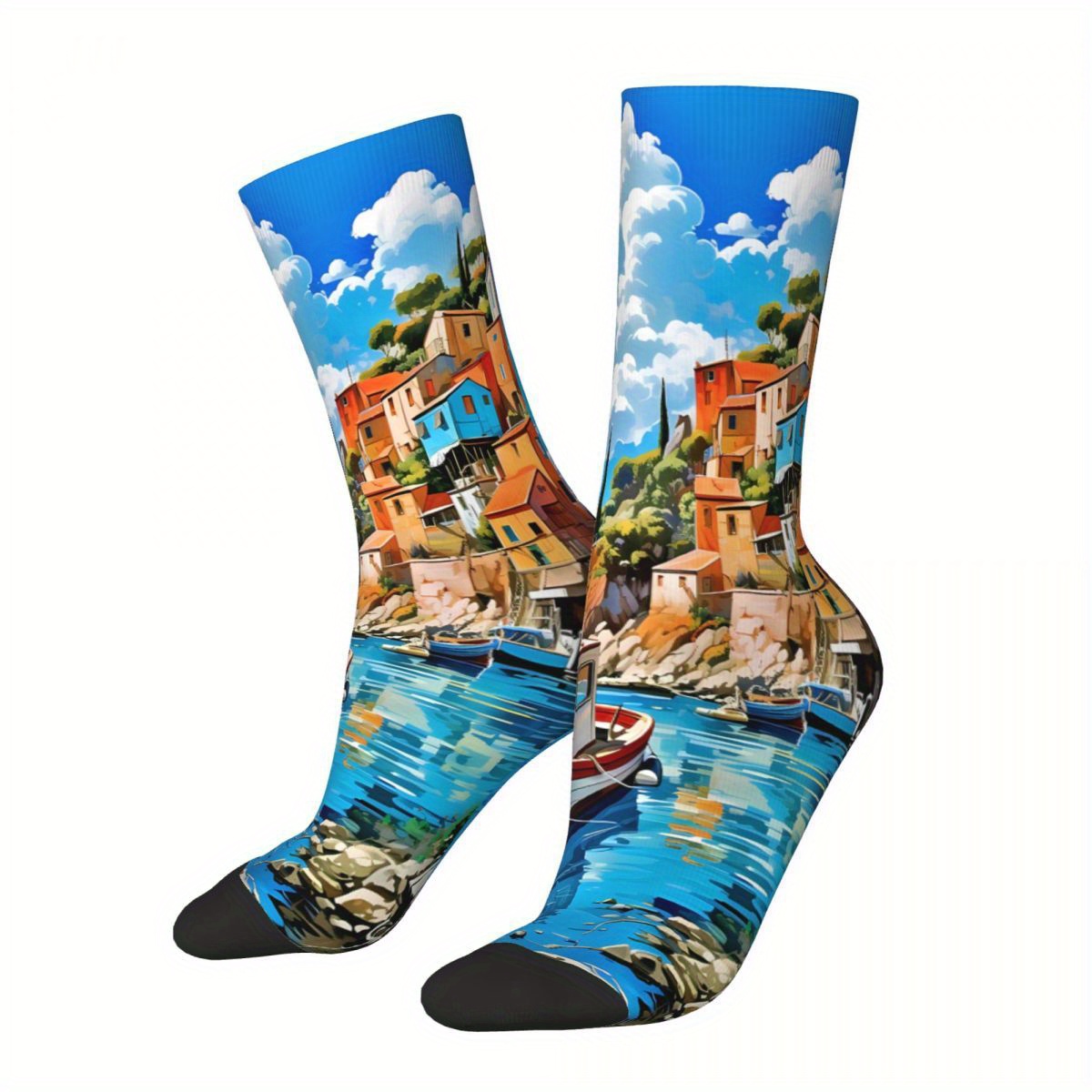 

Biihudu Men's Novelty Crew Socks - Breathable, Fit With Unique European Art Print, Polyester & Elastane , Biihudu