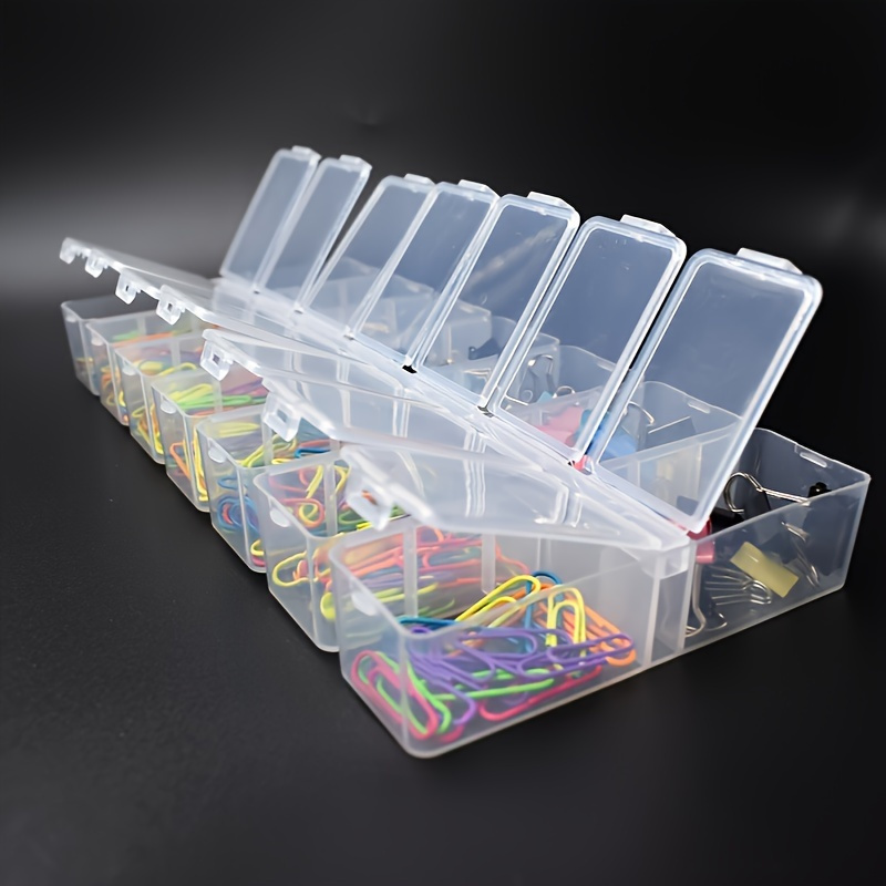 

2-pack Clear Plastic Organizer Boxes, 14 Compartments, Storage Case For Jewelry, Beads, Earrings, Crafts, Office Supplies, Adjustable Dividers, Rectangular Display Containers