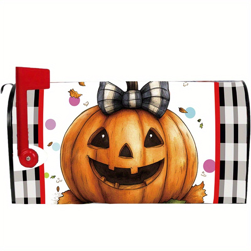 

Pumpkin Mailbox Cover, Outdoor Decorative Magnetic Wrap - Seasonal Fall Theme Decoration, Fits Standard Metal Mailboxes - 1pc