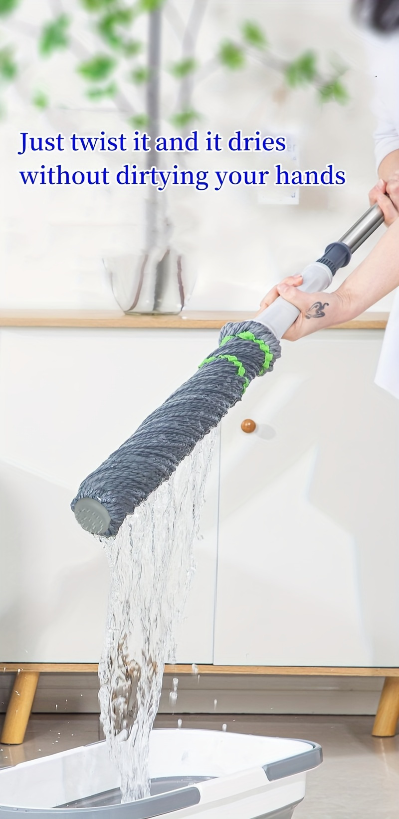 hands free self wringing string mop for   versatile wet and dry rotary mop for living room bedroom toilet kitchen and floor   details 0