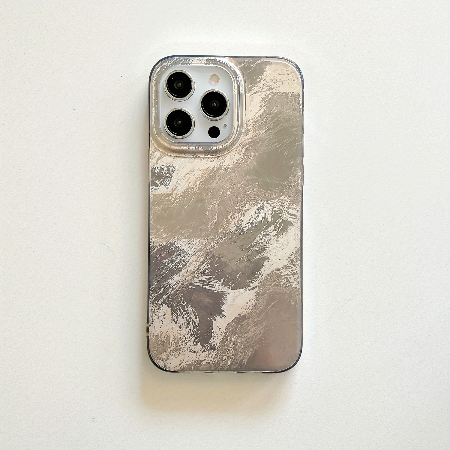 TEMU Phone Case: Ice Crack Pattern Premium Texture Fashionable Street Style Popular Creative Protective Case For Iphone 16/15/14/13 Pro Max