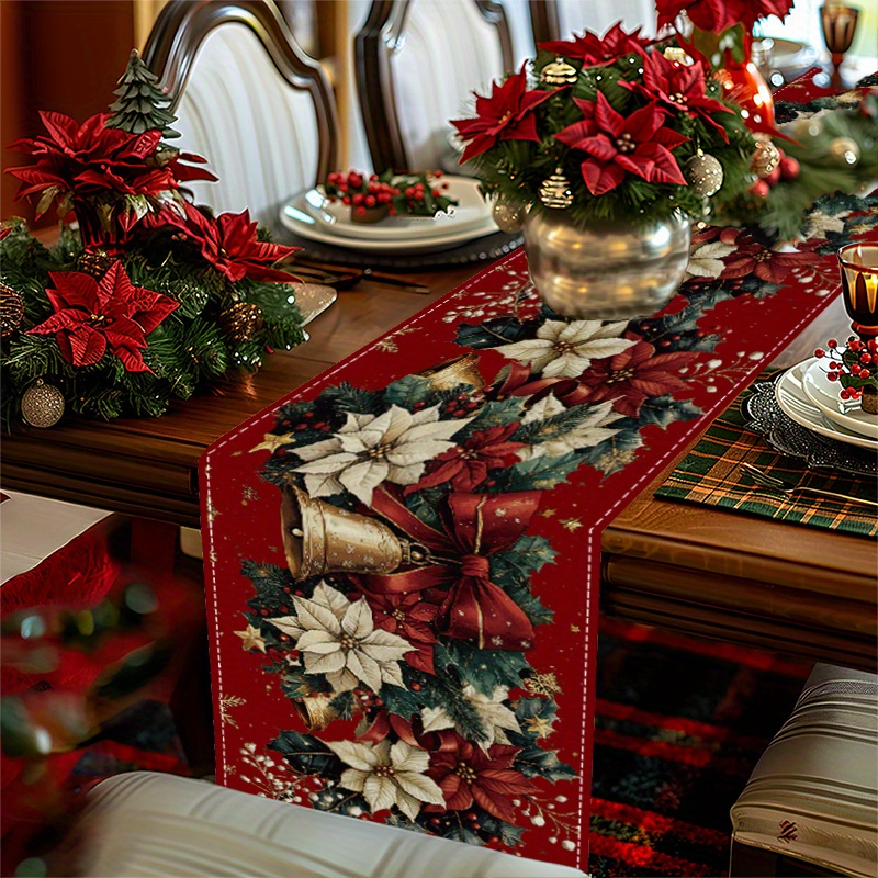 

1/4pcs, Table Mat/place Mat, Thermal Mat, Christmas Ball Pattern Table Cover, Christmas Table Runner, Holiday Desktop Decoration Fabric Table Runner, Home Decoration, Christmas Decor, Gift