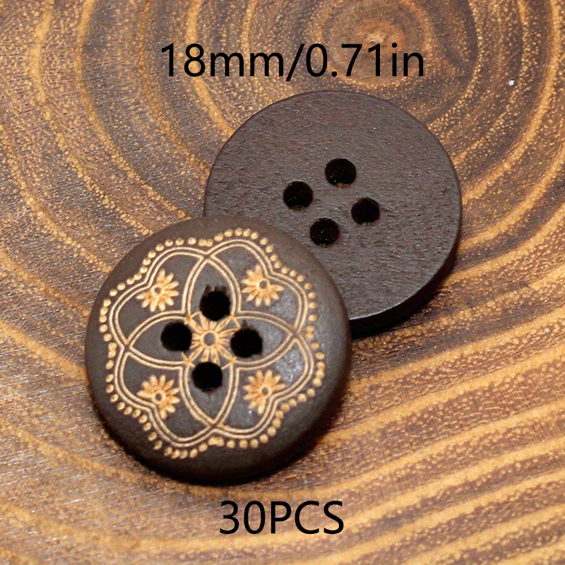 TEMU 30pcs 18mm/0.71in Wooden Buttons For Tweed Coat, Double-faced Cashmere Vintage Versatile Coat Buttons, Shirt Buttons, Suit Jacket Buttons, Knit