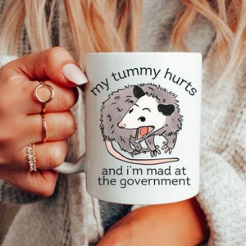 

1pc Funny Opossum Ceramic Mug 11oz, And I' At , Political Humor, Gag Gift, Gift For Friend, Trashcore, Tea Mug