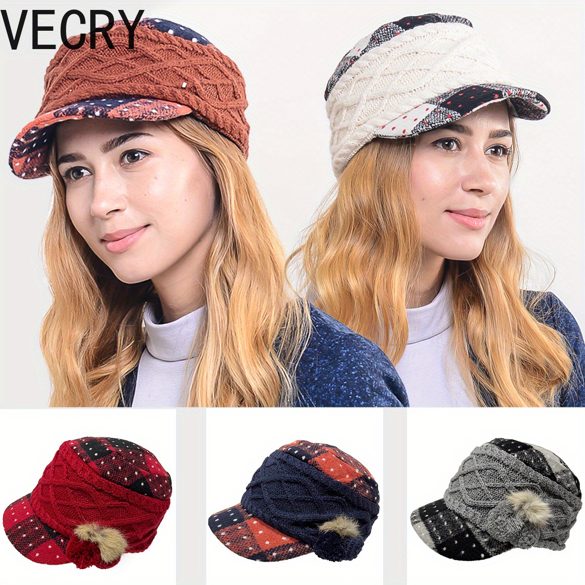 

Vecry Women Wool Cap Fleece