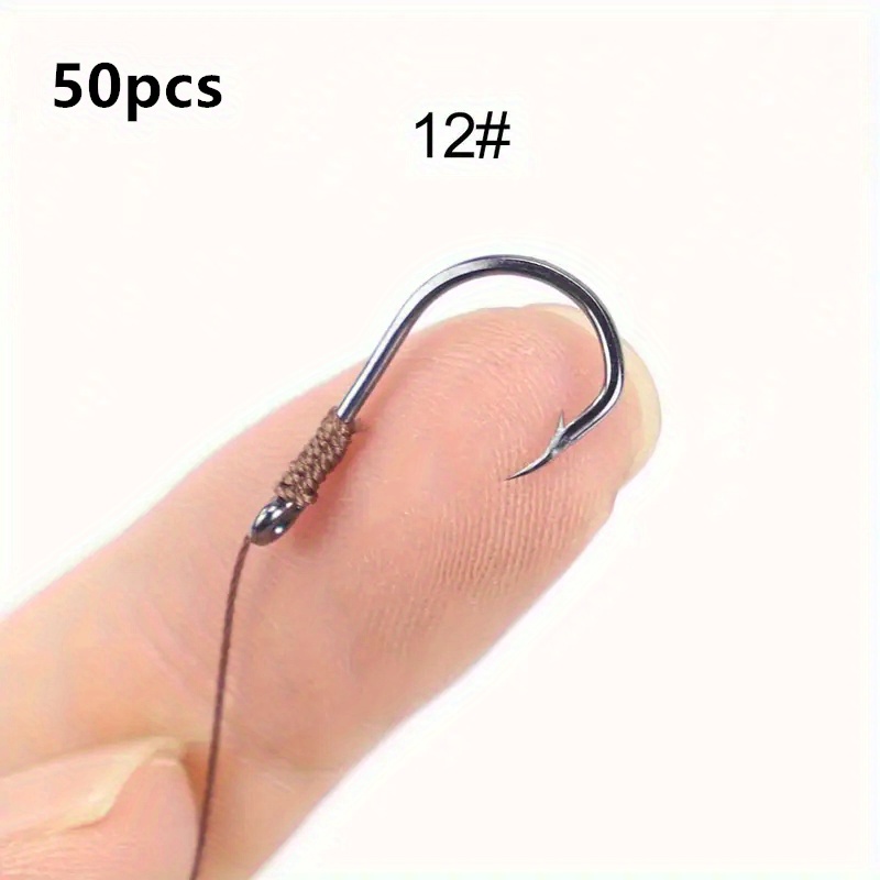 Image of 50pcs Small Size 3#-12# Pre-tied Fish Hooks With Pe Line Fish Hooks, Sub-line Double Hooks For Carp Fishing, Uberte