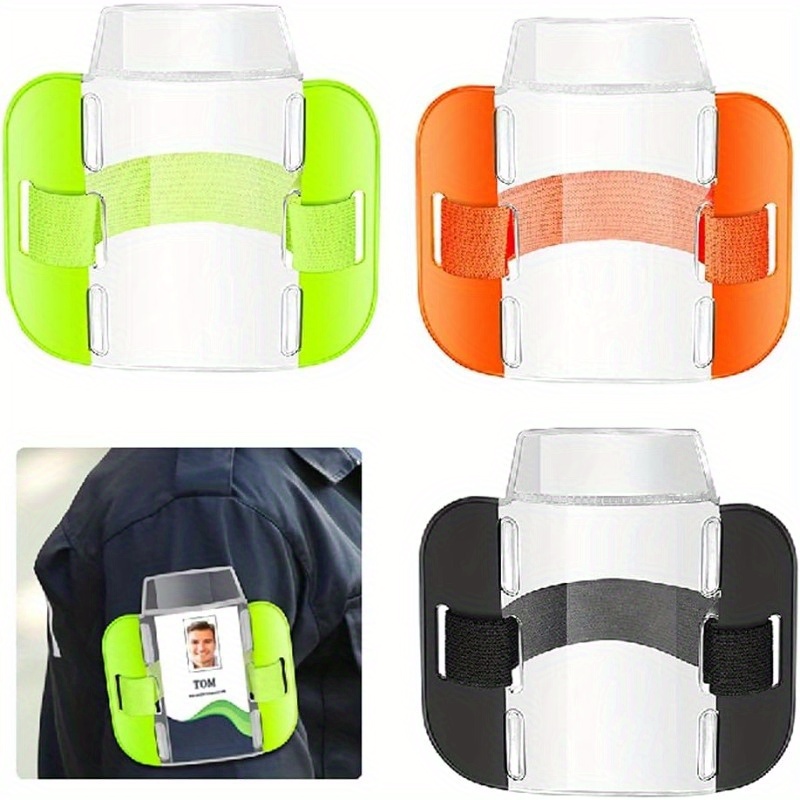 

3-pack Pvc Armband Id Badge Holders With Adjustable Straps, Reflective Safety License Badge Clips For Security & Outdoor Workers