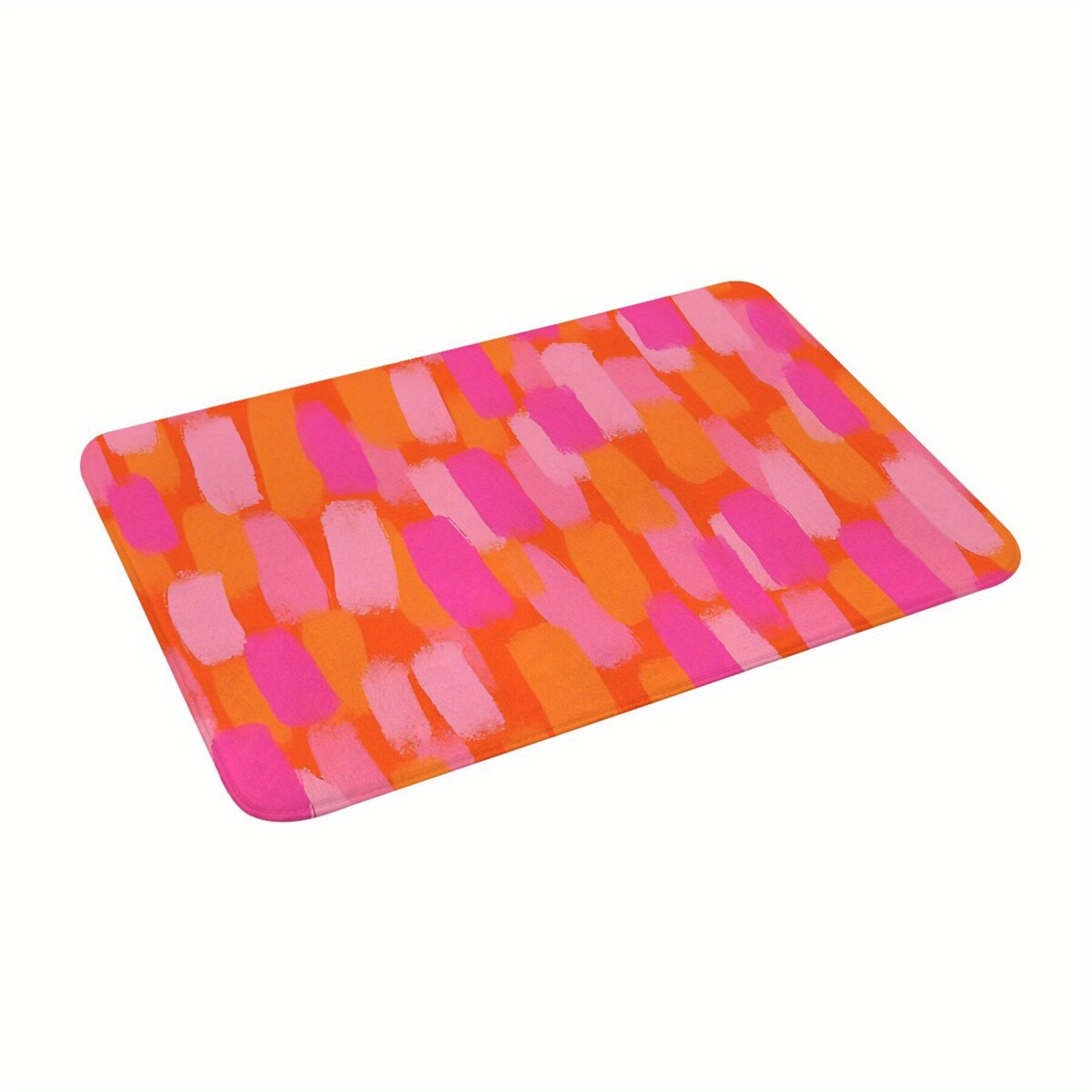 

1pc Abstract Pink And Orange Paint Doormat, Non-slip Polyester 100% Rectangle Welcome Rug, Lightweight Machine Washable Home Decor For Living Room And Hallway