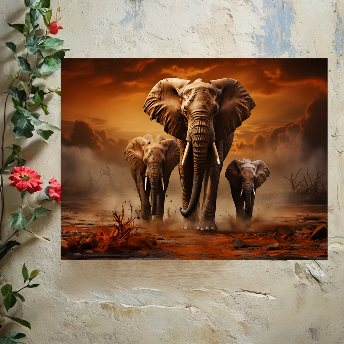 

1pc Canvas Art Print - 12x16 Inch Wall Decor With & Scene, Home, Office, , Office Artwork | Natural Decor | Canvas, Elephant Decor, Room Decor