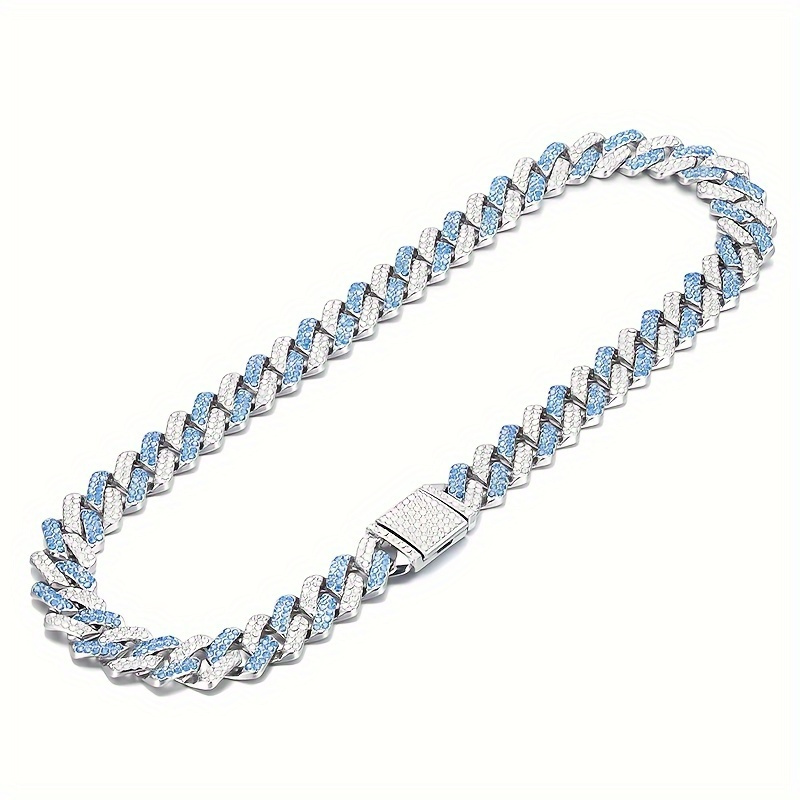 

High Quality Sparkling Men's Cuban Chain 14mm Angular Small Flip Quadrilateral Hip-hop Style Thick Necklace