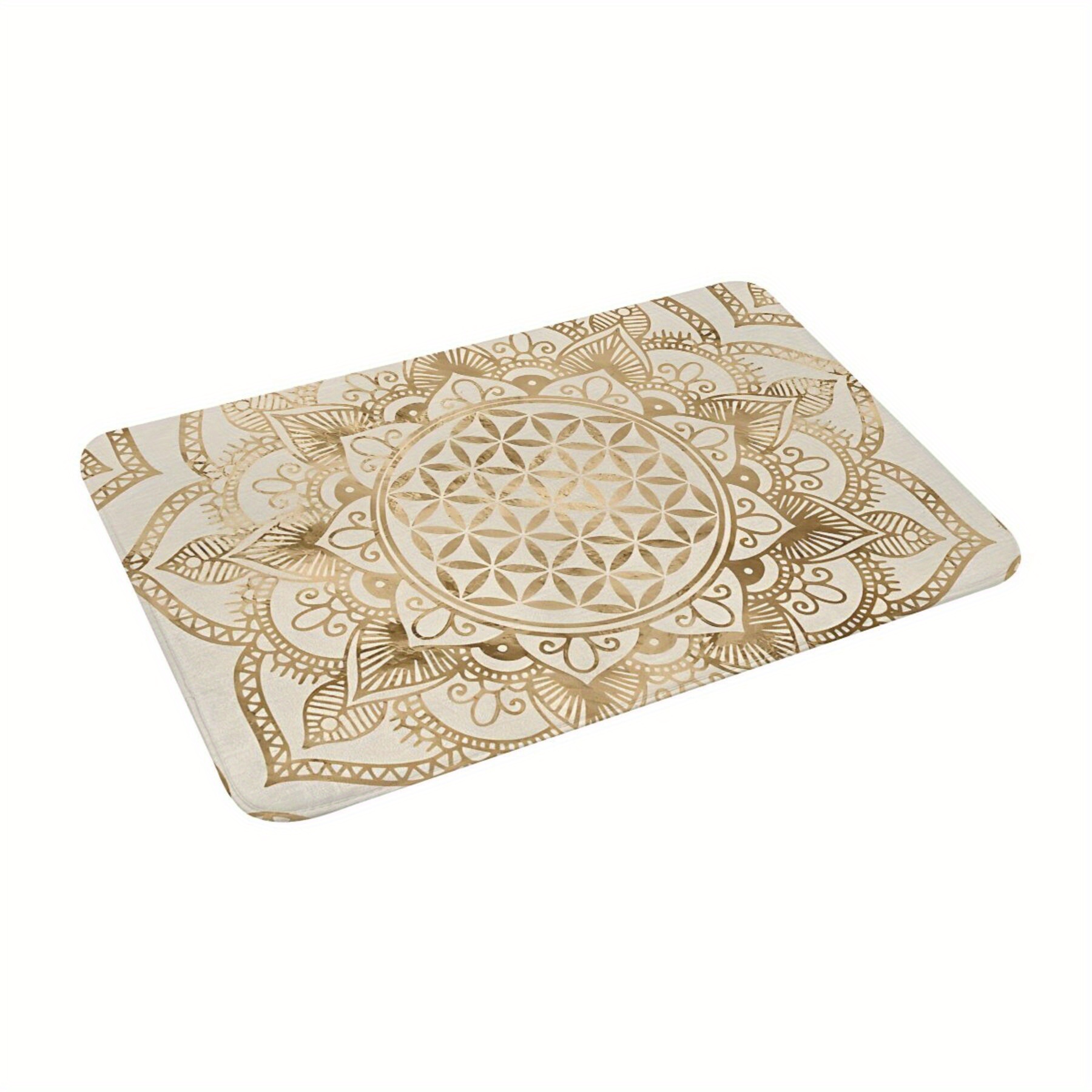 

Lotus Design Doormat, Machine Washable, Rectangular, Lightweight, Non-slip Backing, Polyester, Welcome Indoor Floor Carpet Bath Mat Decorative