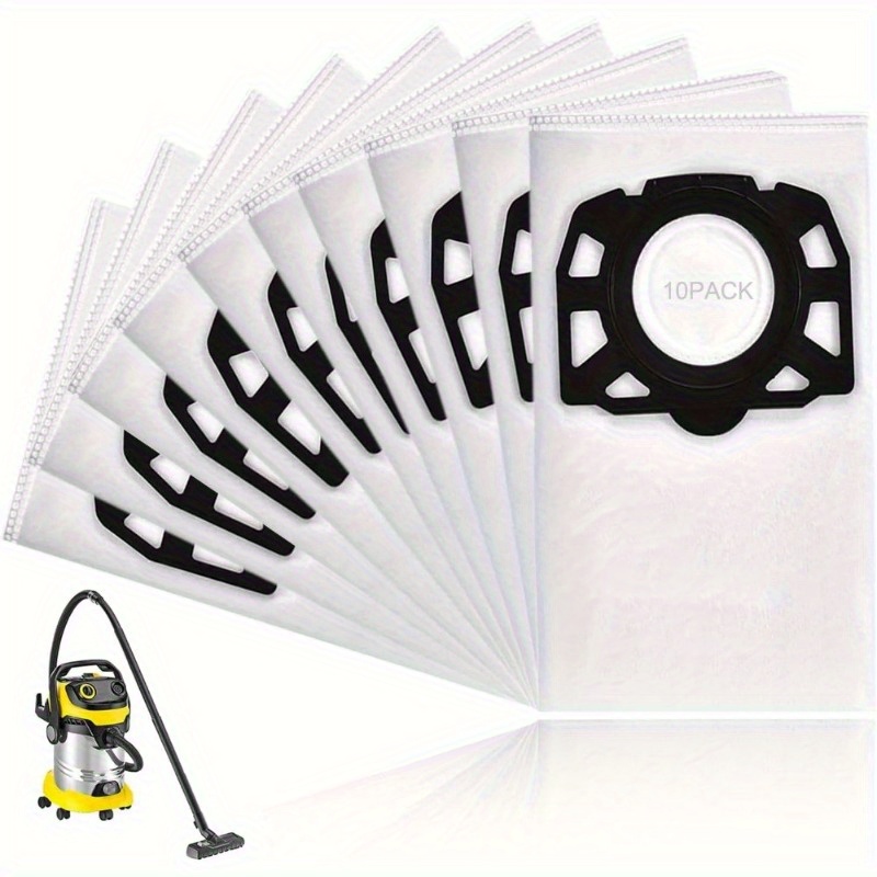 E-shop 10er-Pack Ersatz-Staubfilterbeutel Kompatibel mit MV4, MV5, MV6, WD4, WD5, WD6 Serie Staubsauger - Nicht-Gewebte Synthetische Staubsaugerbeutel
