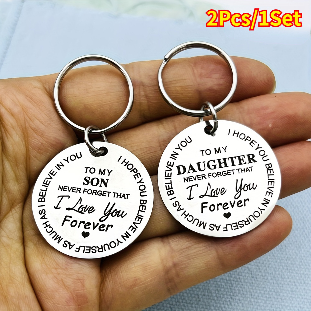 

2pcs Inspirational Keychain Gift For Daughter/ Son From Dad And Mom - Never That - Christmas, Birthday, And Graduation