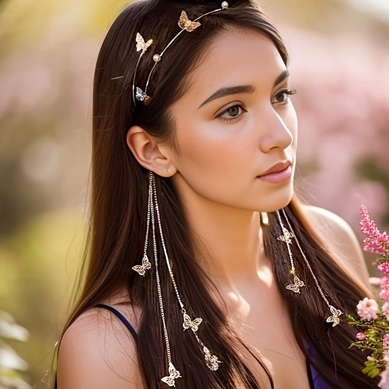 1pc diamond studded long tassel headband advanced and fashionable high cranial pressure headband popular commuting accessory Product details 1