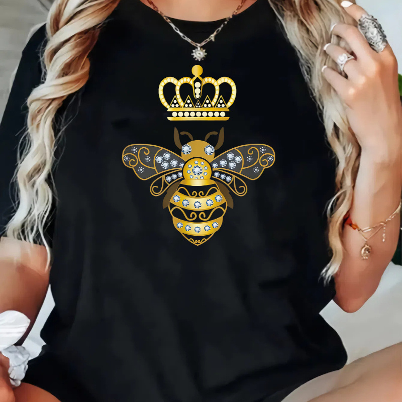 

Women's Plus Size Print T-shirt, Casual Crew Neck Short Sleeve Knit Polyester Tee With Stretch, Geometric Pattern Spring/summer Top