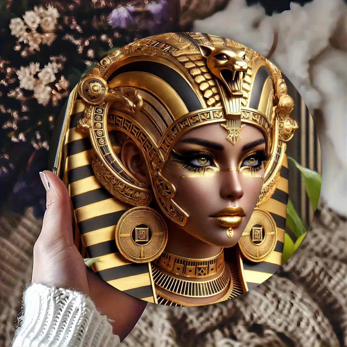 TEMU 2d Flat - 1pc 2d Flat Ancient Egyptian Queen Metal Tin Sign, Outdoor Indoor Elegant Aluminum Wall Art Hanging Sign For Home Bedroom, Cafe, Bar,
