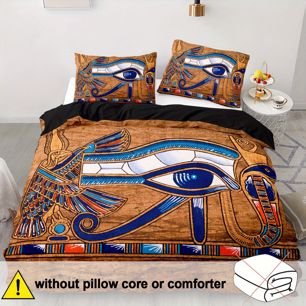 TEMU 2/ 3pcs Horus Eye Duvet Cover Sets, Egypt Pharaoh Duvet Cover Sets, Duvet Cover Sets King, Bedding Sets Queen, Halloween Gift(1*duvet Cover  1/