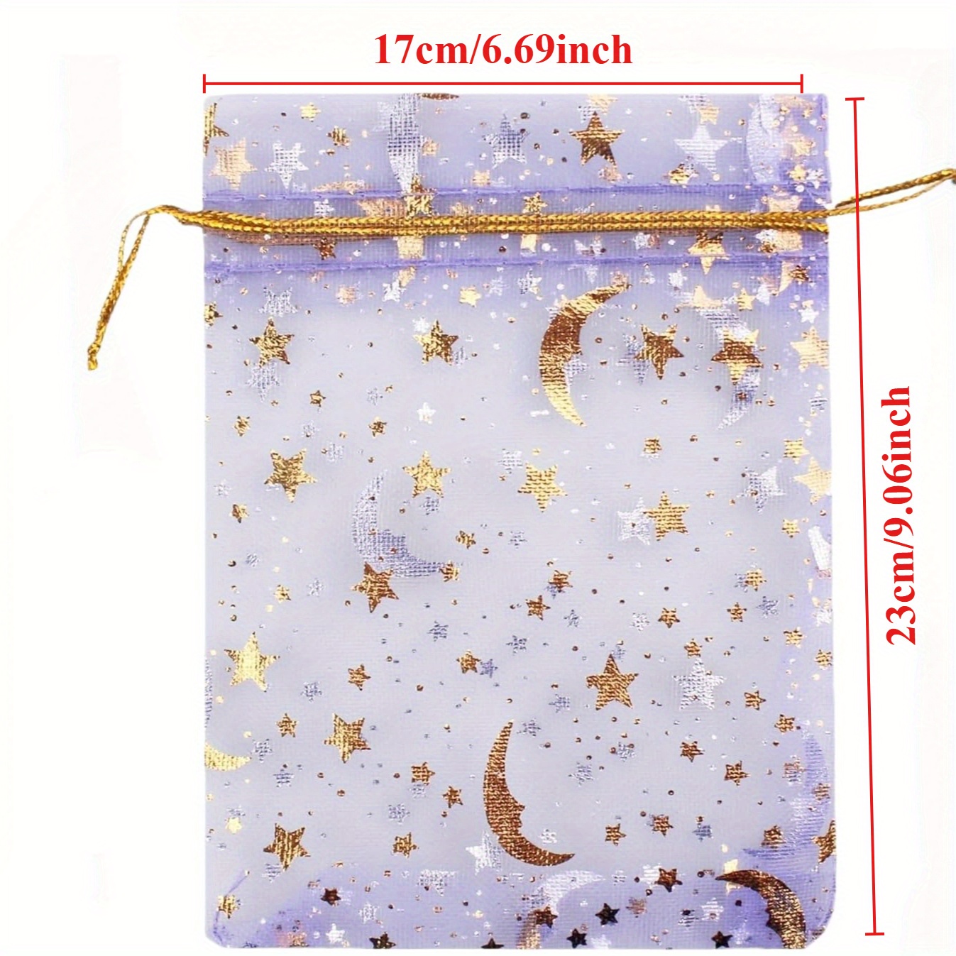 TEMU 50 Pezzi Sacchetti in Organza a Forma di Luna e Stella, Misure Borse in Rete con Coulisse per Gioielli, Sacchetti Regalo per Natale Matrimonio