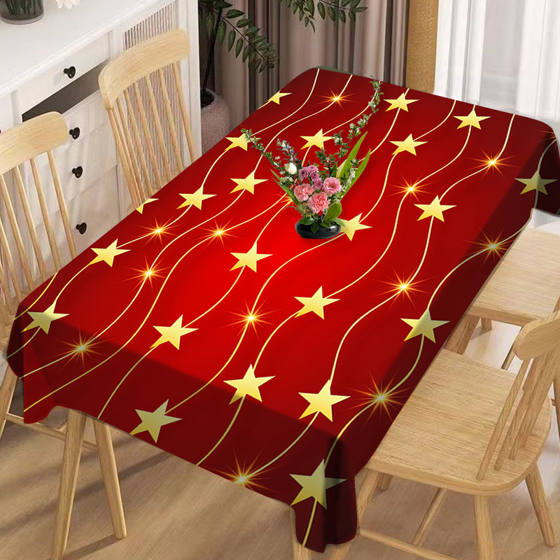 

Red Tablecloth And - For Christmas Decorating - And - - Suitable For And Use - Of