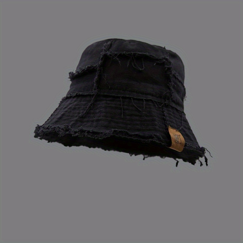 TEMU Unisex Bucket Hat - Distressed Frayed Edges, Lightweight Sun Hat For , Casual Outdoor (beige/ Black/ Dark Grey/ Light Grey)
