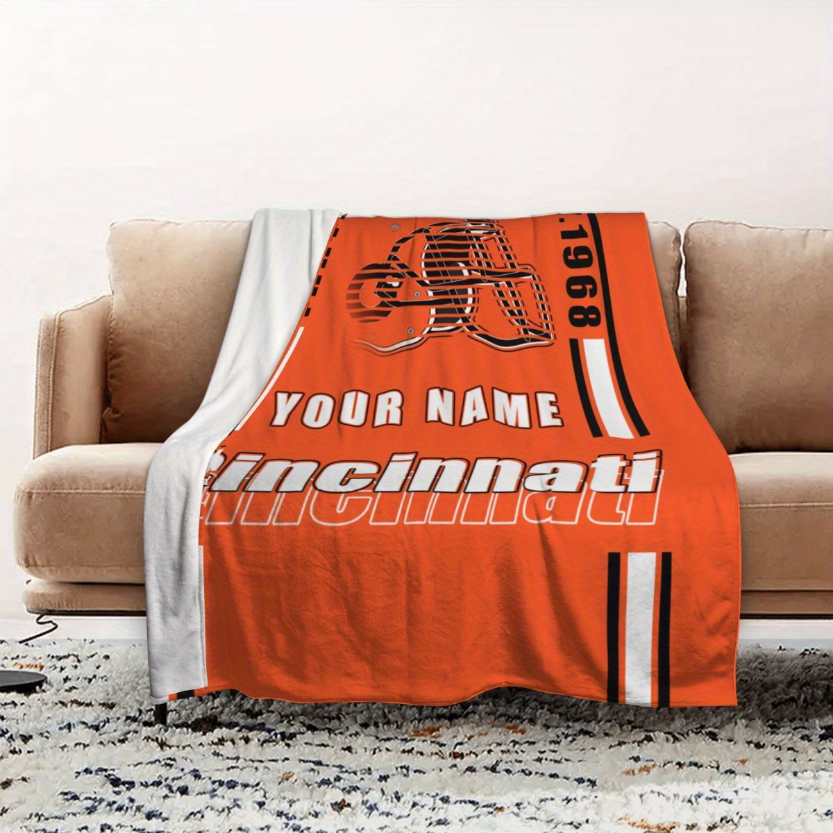 

Customizable Football Fan Throw Blanket - Personalized Name, Soft Warm Fleece For - Perfect Gift For Couch, Bed, Sofa