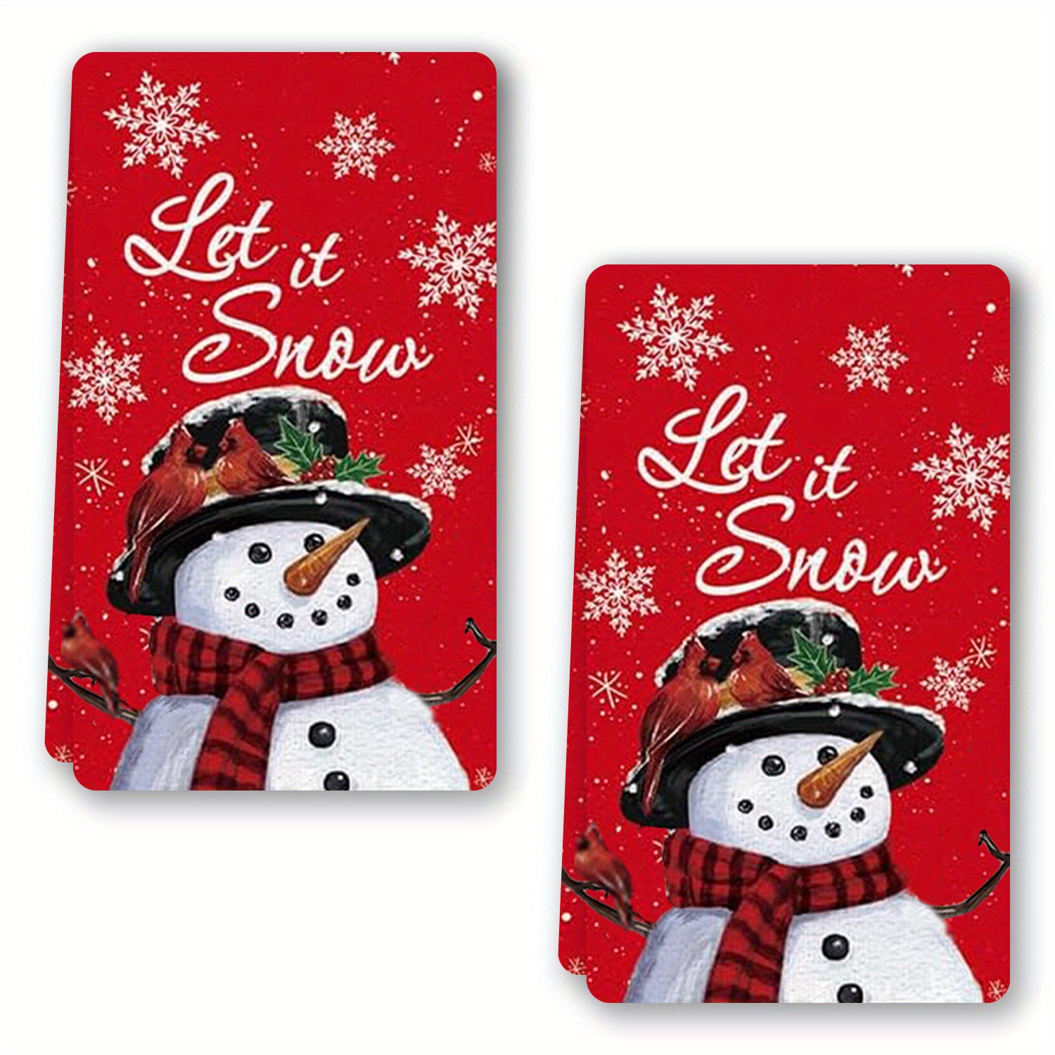 

+1/2/3/4pcs, Christmas Kitchen Towels And Dish Towels, Red Snowman Decoration 18 X 26 Inch Winter Drying Cloth Tea Towels For Cooking Baking