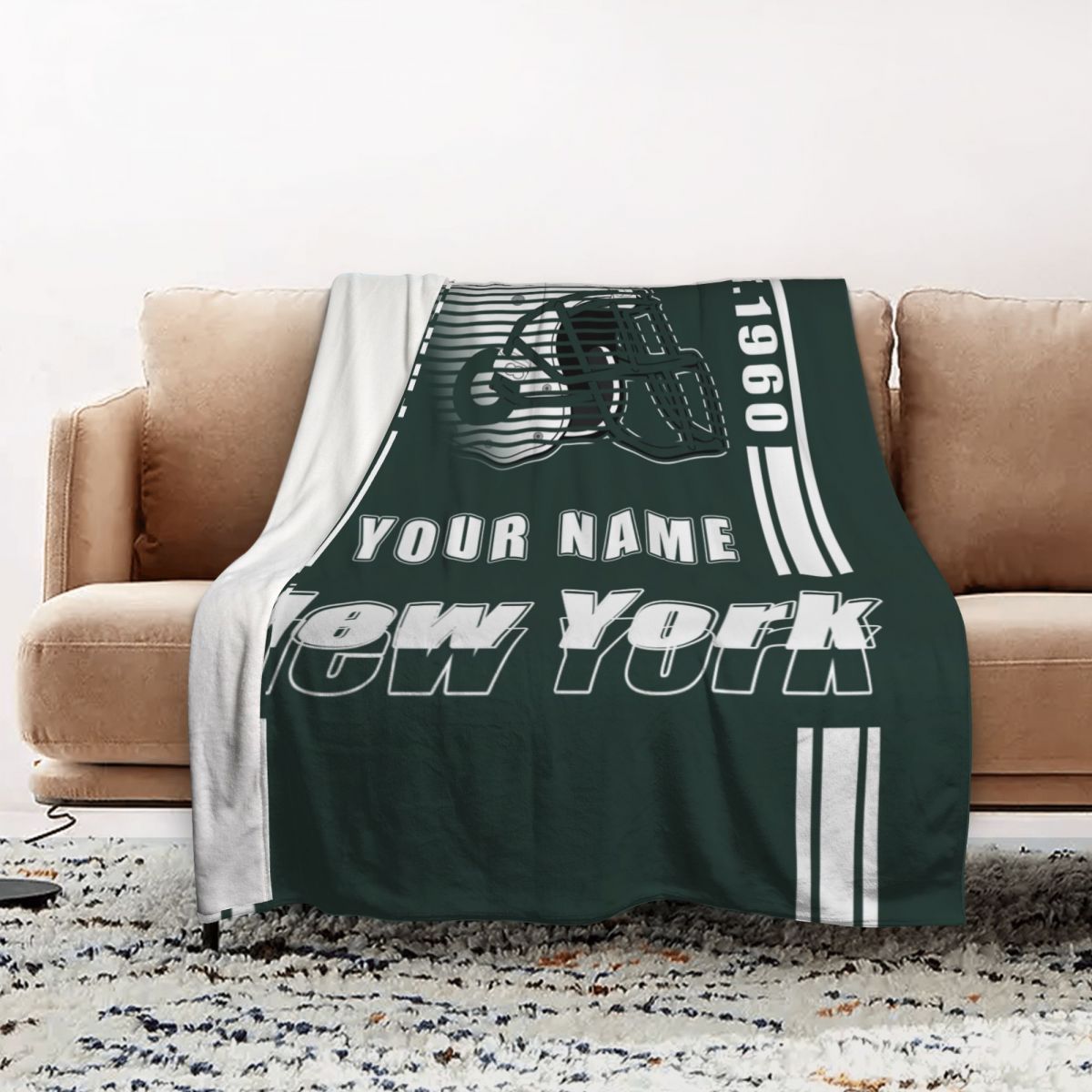 

1pc, Customizable New Football Fan Blanket With Personalized Name, Soft Warm Fleece For Sofa, Bed, Couch, Polyester Knit Fabric