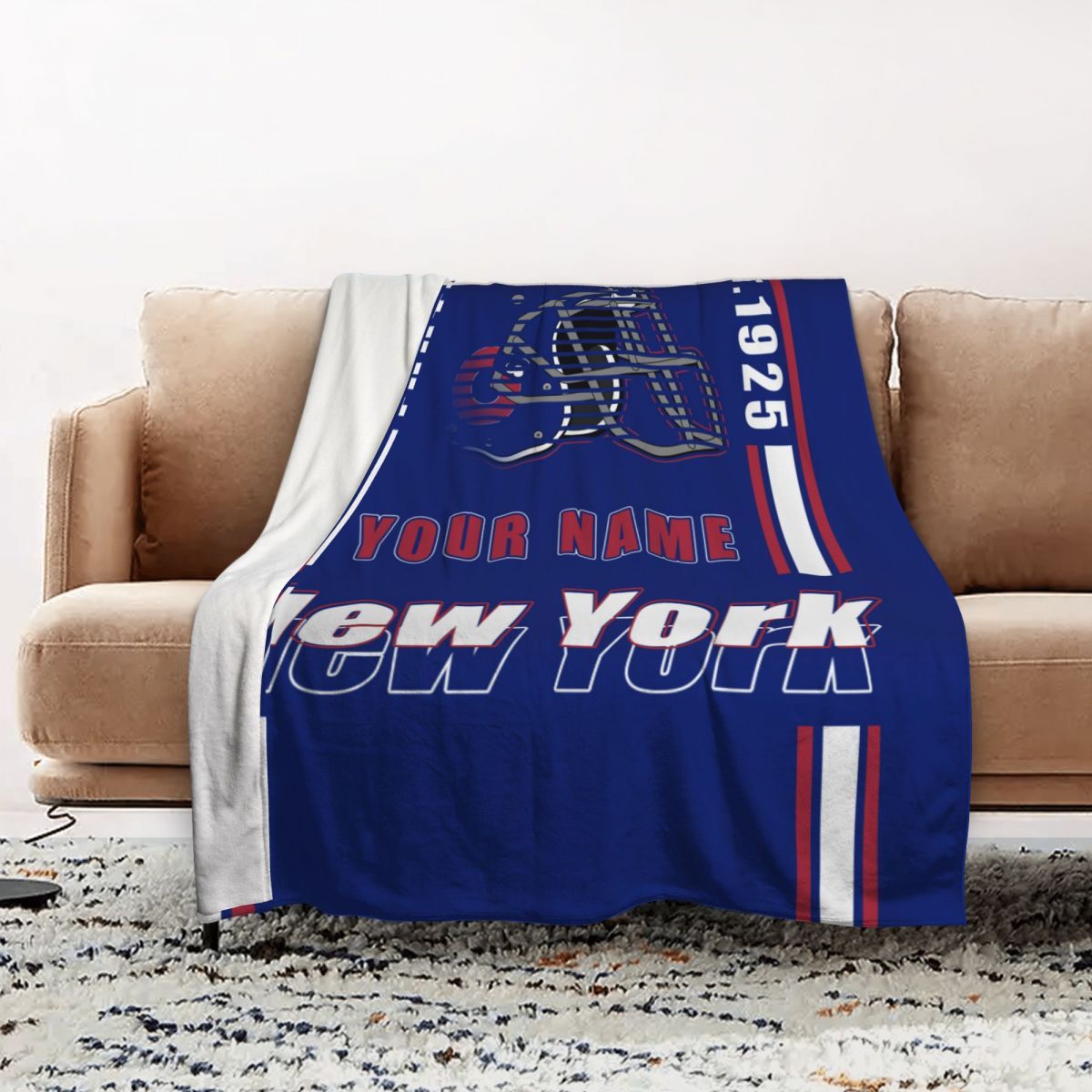 

Customizable New Football Fan Throw Blanket - Personalized Name, Polyester For Couch, Bed, Sofa - Perfect Gift For Sports Enthusiasts