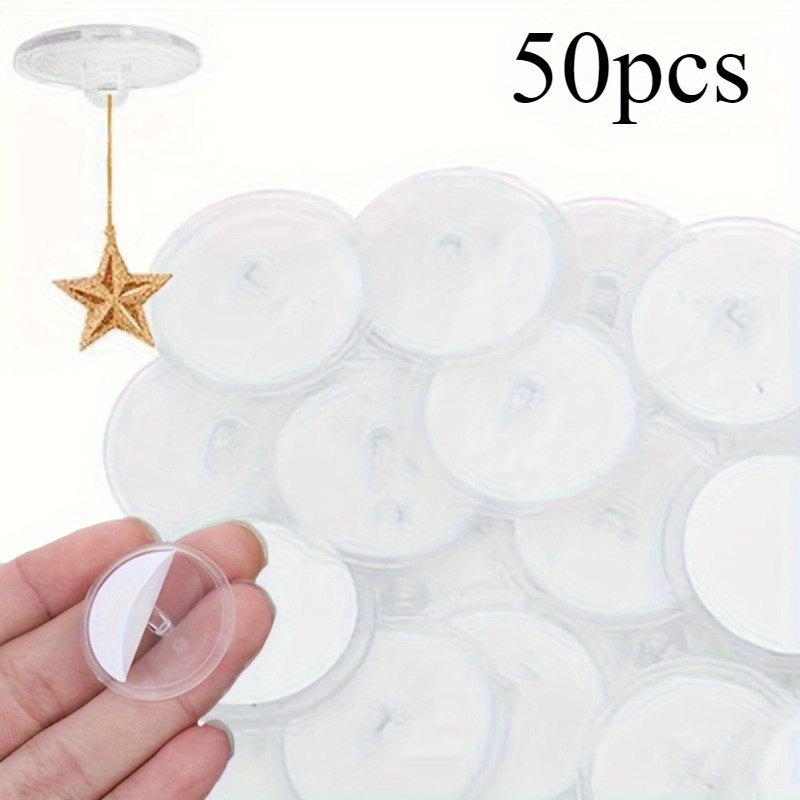 

50pcs Mini Transparent Ceiling Hooks - Strong Self-adhesive Hold, Seamless Hanging, Wall Storage, Diy Home Decor, Party, Christmas, Flag, And Organization Solution