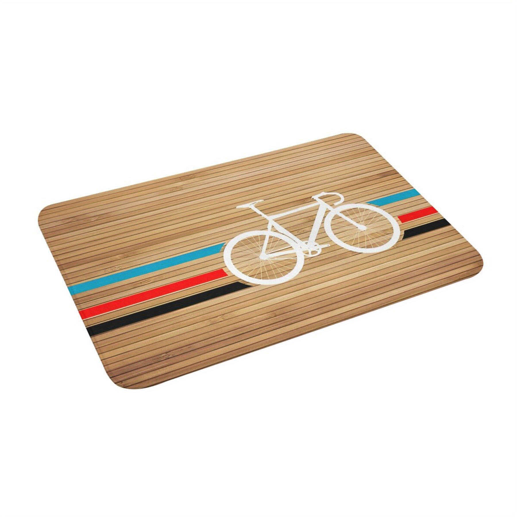 

Bike Stripes Polyester Doormat - Machine Washable, Non-slip, Lightweight, Rectangular Entrance Mat For Living Room, Bedroom, And Doorway Decor