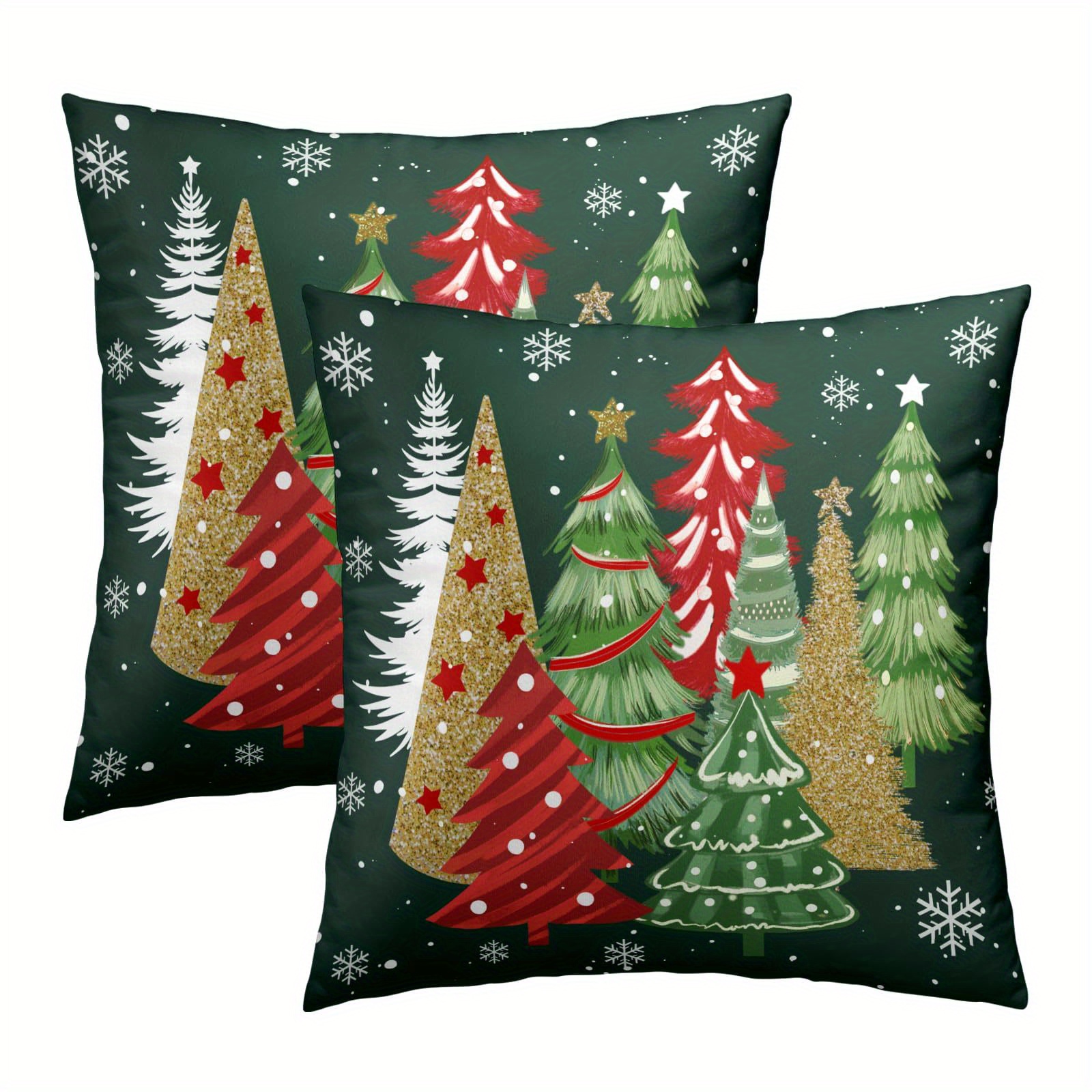 

2pcs Christmas Tree & , 18x18 - Zippered Cushion For Sofa And Bedroom Decor, , Washable, For And Decoration