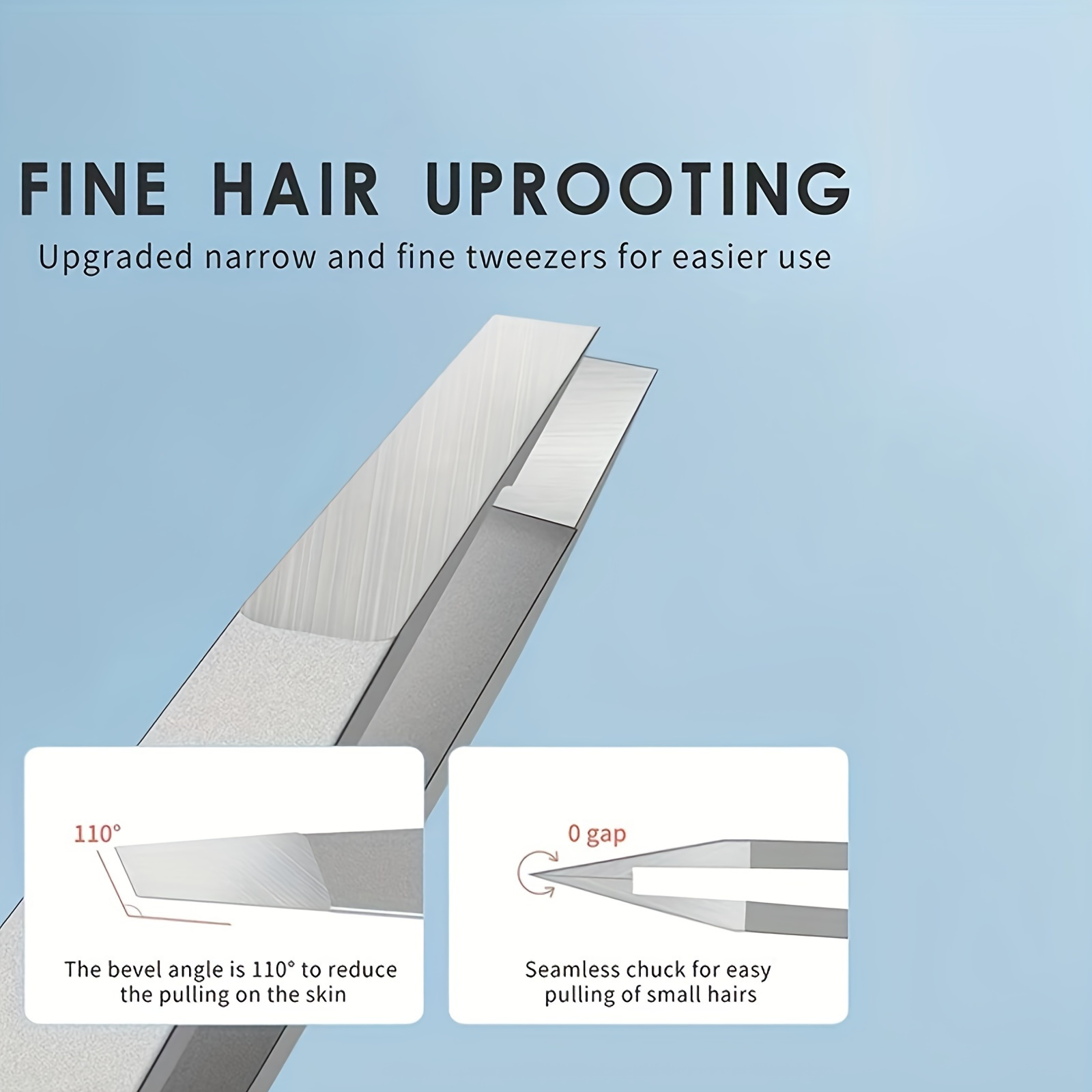 one piece of professional stainless steel eyebrow tweezers featuring a 110 precision angle and an ultra thin seamless design for   removal   facial and ingrown hairs measuring 3 86 inches in length Product details 1