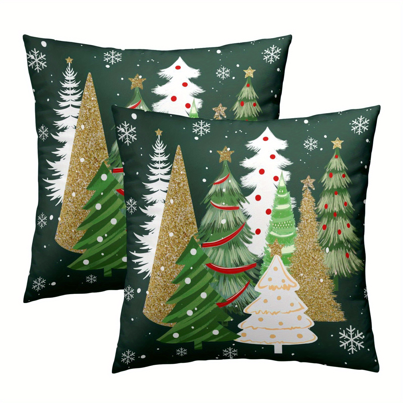 

Christmas Tree Set Of 2, , , Zippered, , Contemporary For , Washable, 18x18