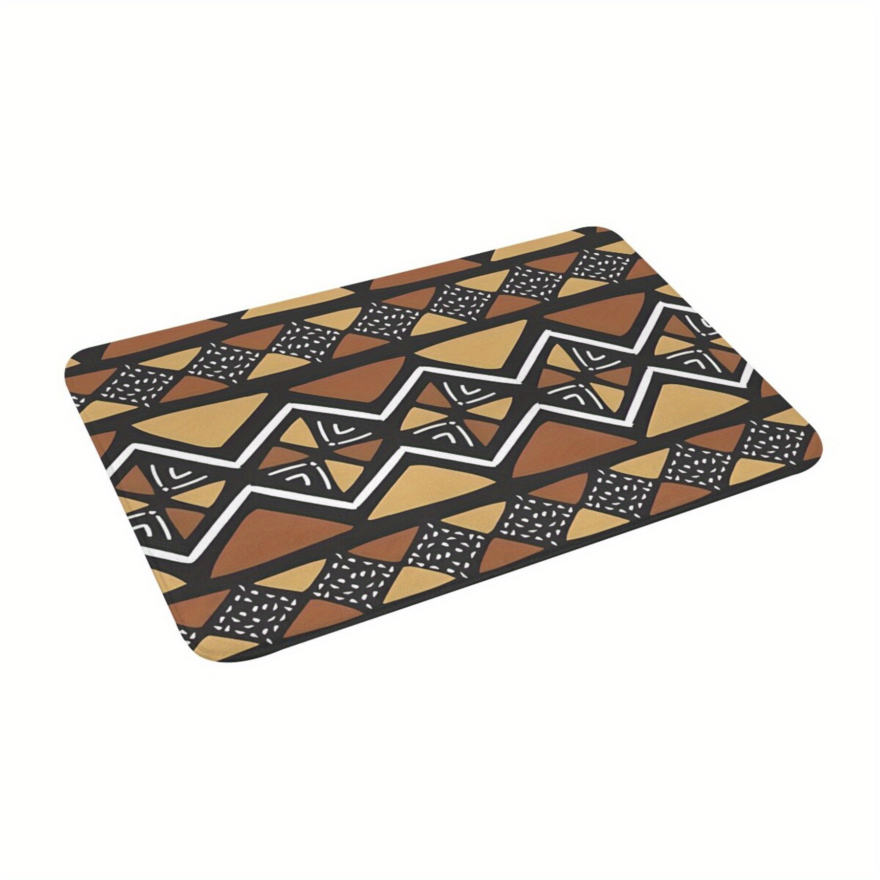 

African Mud Polyester Doormat - 23.6x15.7 Inch Rectangular, Machine Washable, Lightweight, Non-slip Backing, Machine Made Home Decor Rug For Living Room, Hallway, Entrance