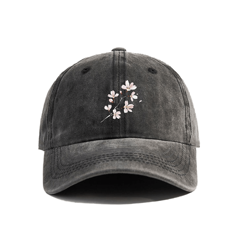 

Vintage Floral Print Baseball Cap - Distressed Washed Cotton Dad Hat, Unisex, Adjustable, Lightweight, For Professional Cleaning - Fantasy Theme